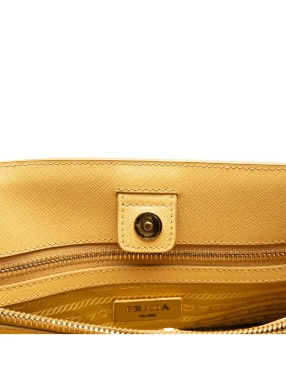 Prada Galleria 2-Way Shoulder Bag Yellow Saffiano Leather